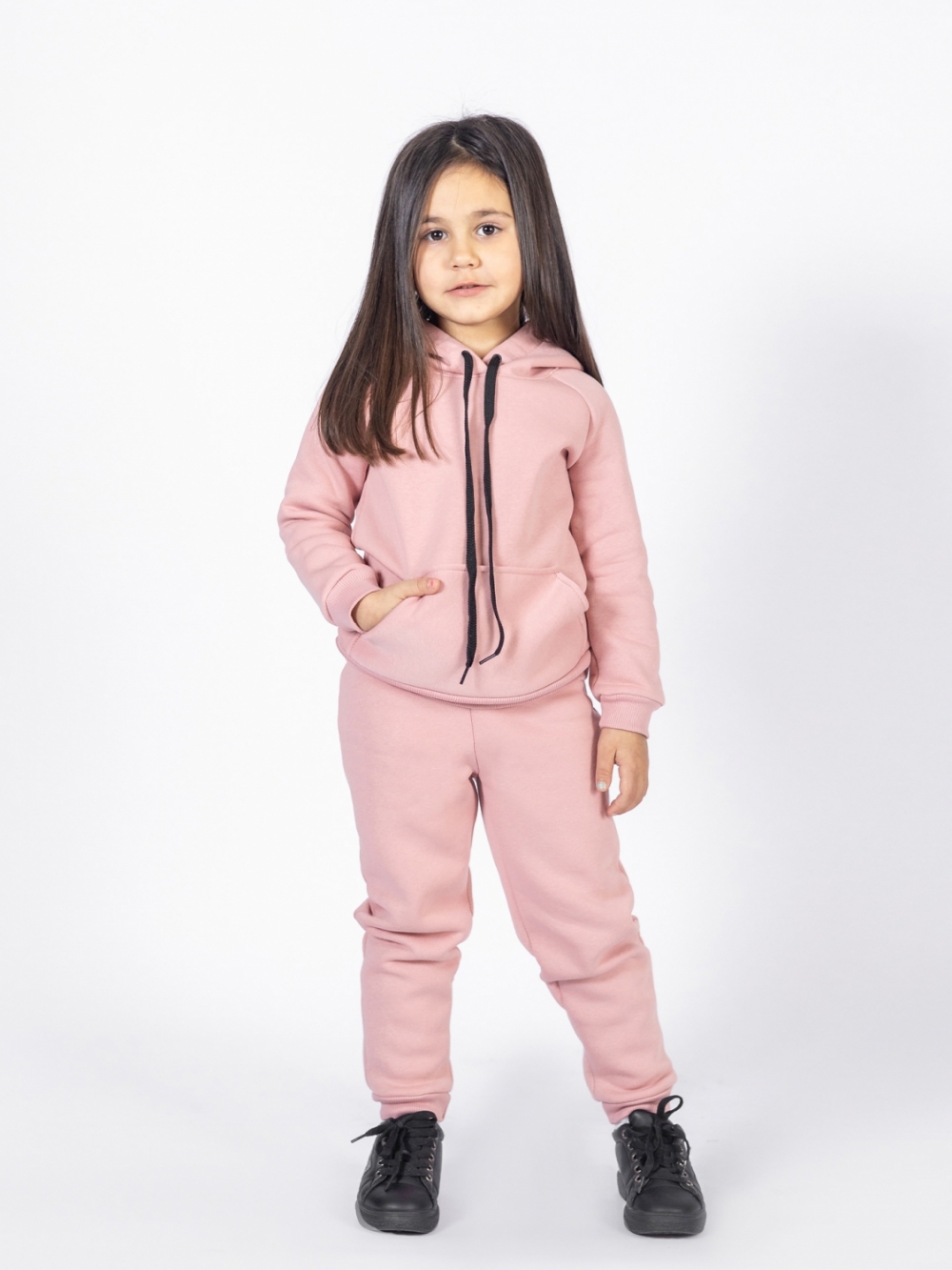 296-П. Свитшот с капюшоном  + Штаны, хлопок 65%, 35% ПЭ, 3-х нитка (начес) пудра 122,128,134,140
