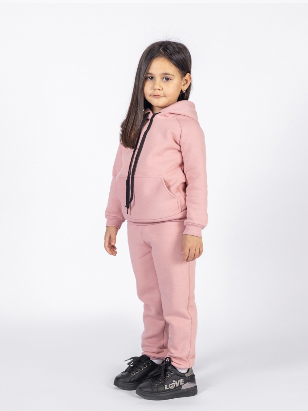 296-П. Свитшот с капюшоном  + Штаны, хлопок 65%, 35% ПЭ, 3-х нитка (начес) пудра 122,128,134,140