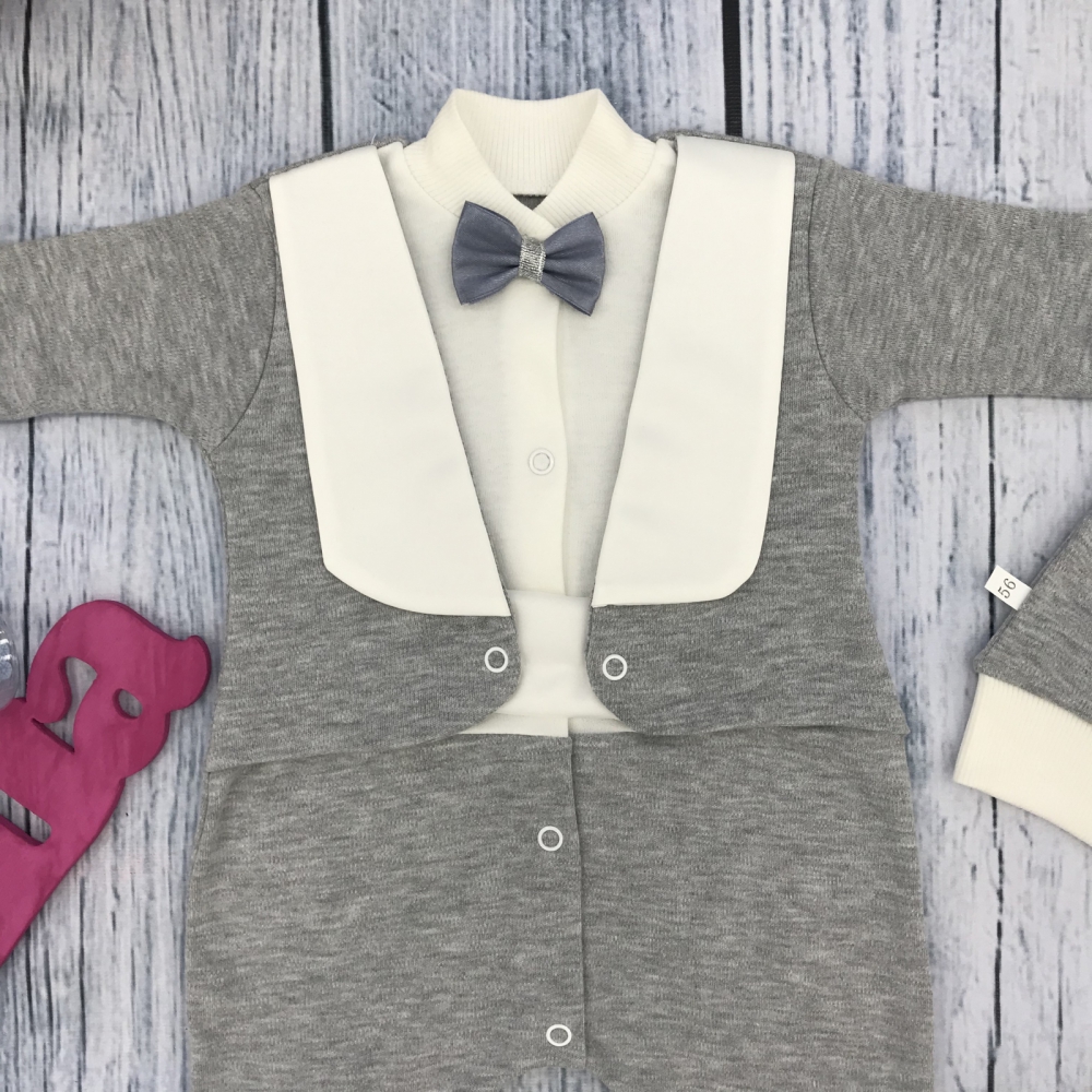 274-С. Комбинезон с шапкой, хлопок 100% интерлок, серый 56,62