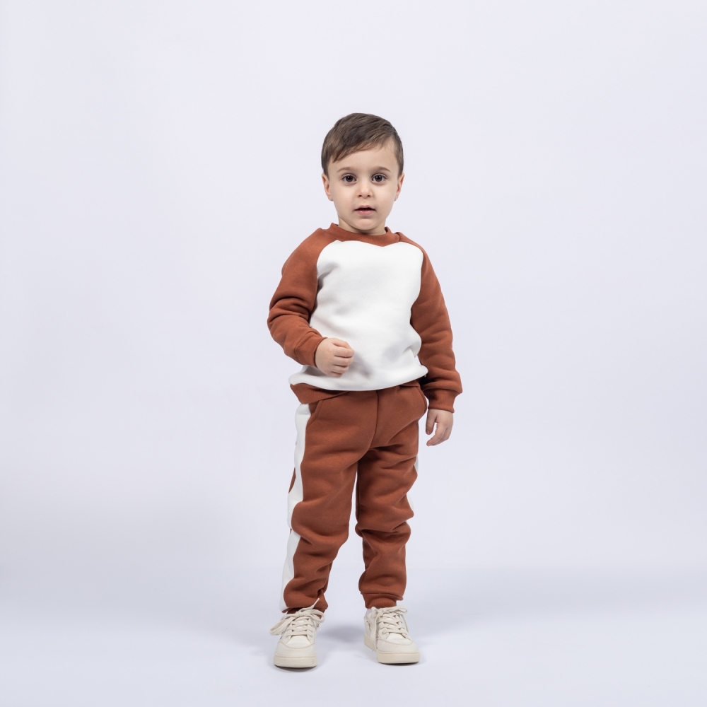 314-Ш. Свитшот + Штаны, шоколад, хлопок 65%, 35% ПЭ, 3-х нитка (начес) 80,86,92,98,104