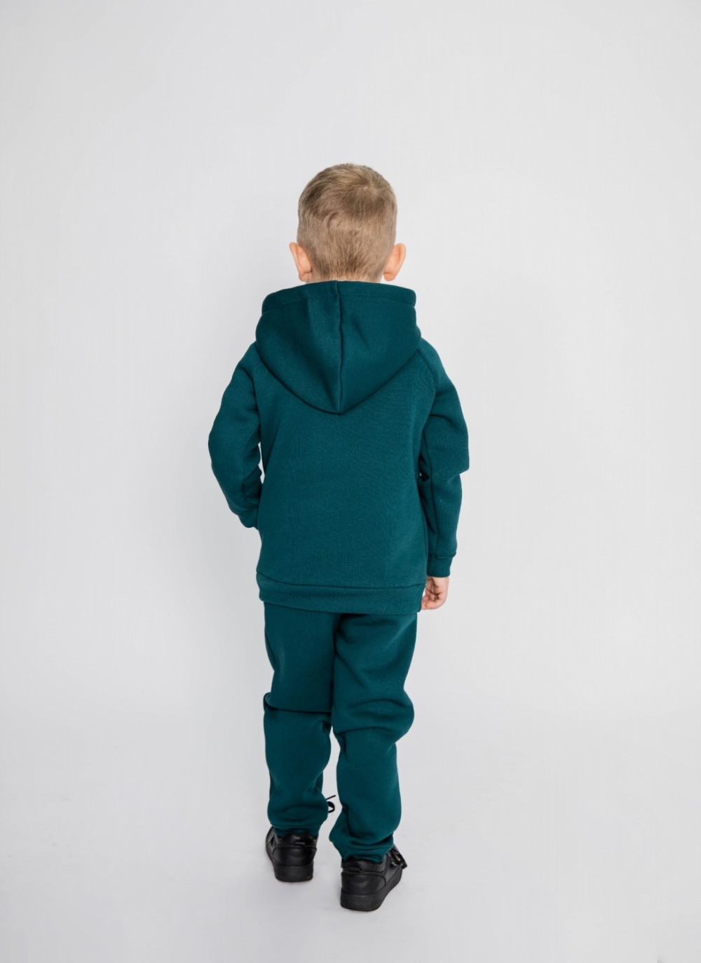 296-И. Свитшот с капюшоном + Штаны, хлопок 65%, 35% ПЭ, 3-х нитка (начес) изумрудный 80,86,92