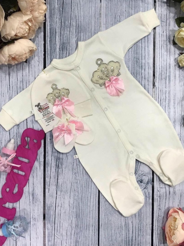 125. Комбинезон с шапкой и царапками,100% хлопок интерлок