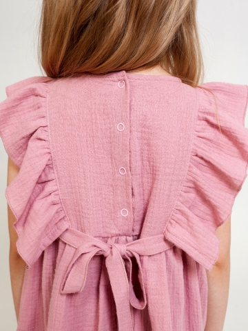 322-ПУ Платье из муслина детское, хлопок 100% пудра, р. 74,80,86,92