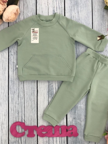 Купить оптом 312-ОЛ. Свитшот+ Штаны , хлопок 70%, 25% ПЭ, 5% лайкра, 2 нитка петля без начеса, олива 98,104,110,116 в Златоусте
