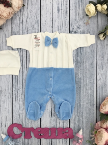 Купить оптом 302-Г. Комбинезон складки  хлопок 80% велюр, 20 % ПЭ, р 56,62 , голубой в Златоусте